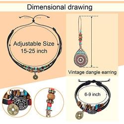 Hanpabum Womens Jewelry Set Vintage Drop Dangle Earring Beaded Woven Cuff Bracelet Ethnic Tribal Necklace Special Accessory