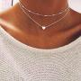 YienDoo Bohemia Multilayer Necklace with Love Heart pendant Boho Choker Chain Jewelry for Woman and Girls (Silver)