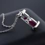 Gem Stone King 925 Sterling Silver Ruby Dust Hourglass Pendant Necklace For Women (0.75 Cttw with 18 Inch Silver Chain)
