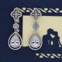 Scarlvambo Womens Luxury Cubic Zirconia Teardrop Pierced Dangle Bridesmaid Earrings Silver-Tone Clear