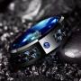 VAKKI 8mm Mens Red/Blue/Black Tungsten Carbide Rings with CZ Inlay Carbon Fiber Wedding Band Beveled Edge Comfort Fit Size 6-15