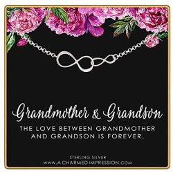 Grandmother Grandson Gifts • Sterling Silver Grandma Grandson Bracelet • Gift for Grandma Jewelry • Thoughtful Gift from Grandson • Unique Birthday Gifts for Grandma • Mothers Day Card Jewelry