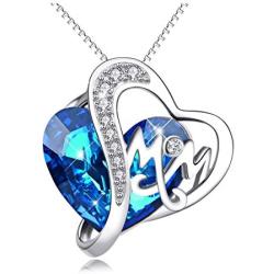 AOBOCO Mom Necklace 925 Sterling Silver with Crystals Mothers Christmas Birthday Jewelry Gifts