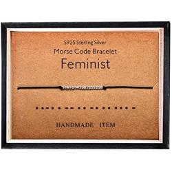 Morse Code Bracelet 925 Sterling Silver Beads on Silk Cord Secret Message Feminist bracelet Gift Jewelry for her