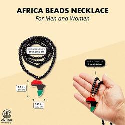 Okuna Outpost Traditional Africa Necklace with Country Pendant for Men and Women (Black, 30 in)