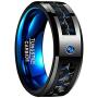 NUNCAD Mens 8mm Black Tungsten Carbide Ring Blue Rings for Men Blue Carbon Fiber Polished Finish Comfort Fit Size 6-15