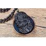 Mson Obsidian Pendant Necklace Obsidian Crystal Pendant Necklace Pattern with Extend Bead Chain for Men or Women