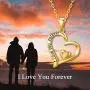 FENCCI Solid 14K Gold Heart Necklace Engraved I Love You Forever, 16+1+1 FENCCI Solid 14K Gold Heart Necklace Engraved I Love You Forever, 16+1+1