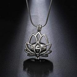 BAIYIDE Lotus Flower Ashes Pendant Cremation Jewelry with Mini Keepsake Urn Memorial Ash Jewelry