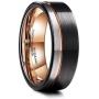 MISTERINGS Basic 8mm Tungsten Carbide Wedding Rings for Men Black Matte Finish Beveled Edge Comfort Fit Band