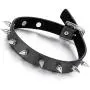 Flongo Gothic Black Rivet Leather Spiked Necklace Neckband Choker, Unisex Spike Studded Punk Rock Biker Wide Strap Leather Collar Necklace, Rivets Spiked Accent Leather Choker