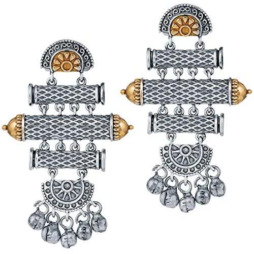 Aheli Bohemian Oxidized Dangle Designer Earrings Indian Vintage Inspired Ethnic Fashion Jewelry for Women