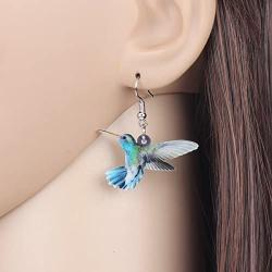 DOWAY Acrylic Colorful Flying Hummingbird Earrings Drop Dangle Bird Jewelry for Women Girls Funny Party Gifts