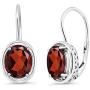 Gem Stone King 925 Sterling Silver Red Garnet Dangle Earrings 3.60 cttw Oval Gemstone Birthstone 9X7MM