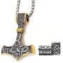 GUNGNEER Stainless Steel Mjolnir Thors Hammer Necklace Pendant Viking Accessories Norse Viking Jewelry Men