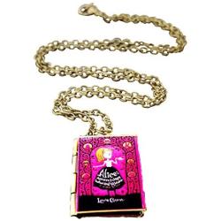 Planet-Nine Alice in Wonderland Pink Book Locket on a Necklace - Jewelry from The Lewis Carrol Classic