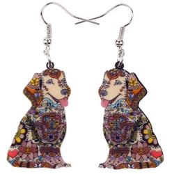 WEVENI Acrylic Cartoon Cute Labrador Dog Earrings Dangle Drop Fashion Jewelry For Women Girls Charm Gift