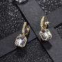 Swarovski Crystal Octagon Leverback Drop Earrings for Women 14K Gold Plated Hypoallergenic Jewelry