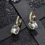 Swarovski Crystal Octagon Leverback Drop Earrings for Women 14K Gold Plated Hypoallergenic Jewelry