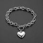 Silver/18k Gold Plated Chunky Charm Stainless Steel Heart Chain Choker Bracelet and Necklace Set for Womens Girls Fashion Valentine Jewelry Set