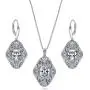 BERRICLE Rhodium Plated Sterling Silver Cubic Zirconia CZ Art Deco Filigree Milgrain Fashion Necklace and Earrings Set BERRICLE Rhodium Plated Sterling Silver Cubic Zirconia CZ Art Deco Filigree Milgrain Fashion Necklace and Earrings Set