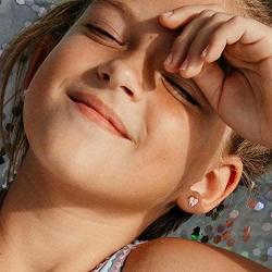 Heart Initial Stud Earrings for Girls, S925 Sterling Silver 14K Gold Plated Dainty Heart Earrings Hypoallergenic Little Girls Earrings for Women Toddler Earrings for Girls Kids
