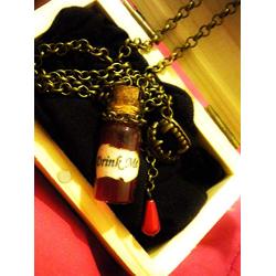 Vampire Blood in a Bottle Vial Necklace - Drink Me Necklace - Gothic Drink Me - Blood Vial - Halloween Jewelry Gift