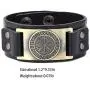 My Shape Vintage Punk Scandinavian 24 Norse Runes Charm Adjustable Wristband Cuff Leather Bracelet Mans Jewelry (Antique Gold,Black)