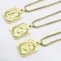 MEMGIFT 18K Real Yellow Gold Initial Letter Men Necklace Rectangle Capital Pendant Monogram A-Z Stainless Steel Box Chain 22inch Unique Trendy Fashion Handmade Fancy Personalized Women Jewelry
