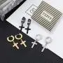 TXPFF 3 Pairs of Cross Earrings Dangle Hinged Men Earrings Stainless Steel Cross hoop Earrings for Men and Women ,Silver,Gold ,Black TXPFF 3 Pairs of Cross Earrings Dangle Hinged Men Earrings Stainless Steel Cross hoop Earrings for Men and Women ,Silver,Gold ,Black