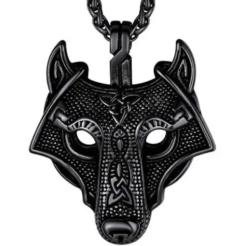 Richsteel Wolf Teeth/Wolf Pendant Necklace for Men 316 Stainless Steel/18K Gold Plated/Black Viking Wolf Nordic Jewelry(with Gift Box) Richsteel Wolf Teeth/Wolf Pendant Necklace for Men 316 Stainless Steel/18K Gold Plated/Black Viking Wolf Nordic Jewelry(with Gift Box)