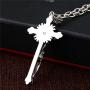 Retro Vintage Big 925 Sterling Silver Jesus Christ Crucifix Cross Pendant Necklace for Men Women,50cm Chain