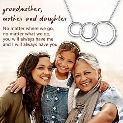 Personalized Gift for Mom, Daugther Grandmother-Sterling Silver Infinity 2-3 Interlocking Circles Pendant Necklace,16 Inch Choker Chain for Women Girls