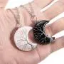 Hicarer 2 Pieces Tree Life Crescent Moon Necklace Wire Wrap Gemstones Healing Crystal Pendant Necklace Quartz Jewelry for Women