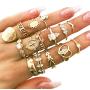 BERYUAN Women Rings Set Knuckle Rings Gold Stacking Rings for Girls and Teens Rings Cute Jewelry Rings Size 15Pcs