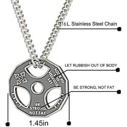 JAJAFOOK Unisex Fitness Gym Dumbbell Weight Lifting Plate Barbell Chain Pendant Charm Necklace