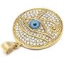 GUNGNEER Goldtone Round Pendant Eye of Horus Necklace Symbol of Protection Egyptian Pharaoh Stainless Steel Jewelry