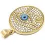 GUNGNEER Goldtone Round Pendant Eye of Horus Necklace Symbol of Protection Egyptian Pharaoh Stainless Steel Jewelry
