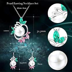 Hanpabum Pearls Pedent Necklace Drop Dangle Earring for Women Wedding Cubic Zirconia Elegant Charming Jewelry Set