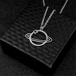 Planet Necklace for Men Women Silver Stainless Steel Hippie Hip Hop Kpop Punk Planet Pendant Necklace Birthday for Teens Eboys Egirls Best Friend Bro