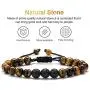 Tiger Eye Mens Bracelet Gifts - 8mm Tiger Eye Lava Rock Stone Mens Anxiety Bracelets, Stress Relief Adjustable Tiger Eye Bracelet Aromatherapy Essential Oil Diffuser Lava Bracelet Gifts for Men