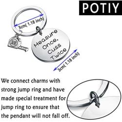 POTIY Carpenter Jewelry Carpenter Gift Woodworking Gift Measure Once Cuss Twice Woodworker Handyman Gift Gift for Dad Grandpa Boyfriend Husband