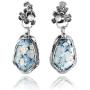 PZ Paz Creations 925 Sterling Silver Iridescent Roman Glass and Pearl Dangle Earrings