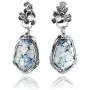 PZ Paz Creations 925 Sterling Silver Iridescent Roman Glass and Pearl Dangle Earrings PZ Paz Creations 925 Sterling Silver Iridescent Roman Glass and Pearl Dangle Earrings