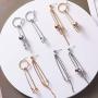 IBEEDOW Korea Style Stainless Steel Tassel Drop Earrings for Women Drop Hypoallergenic Hoop Earrings