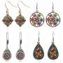 YUNXI 4 Pairs Bohemian Vintage Dangle Earrings Retro Rhinestone Earrings Boho Dangle Drop Earrings for Women Girls Jewelry Accessories Set