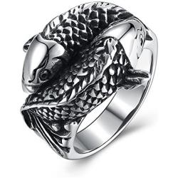 LQinuan Koi Carp Design Stainless Steel Rings for Men Boys Jewelry Chic Punk Fish …