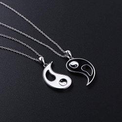 S925 Sterling Silver Best Friend Necklaces Heart 2 Piece Gifts Women Teen Girls Friendship BFF Pendant Necklace Set