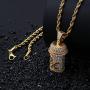 TOPGRILLZ Pill Bottle PX Capsule Detachable Pendant Necklace Chain Men’s 14K Gold Plated Iced Out CZ Hip Hop Jewelry