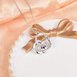 925 Sterling Silver Koala Bear Heart Pendant Necklace Australia Animal Jewelry for Women Girls